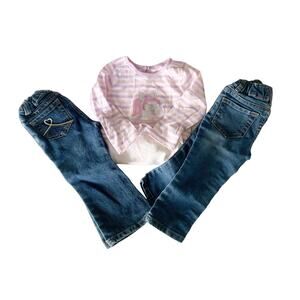 Girls Baby 18-24M Lot of 3 Childrens Place Jeans Unicorn Sparkle One Piece Top